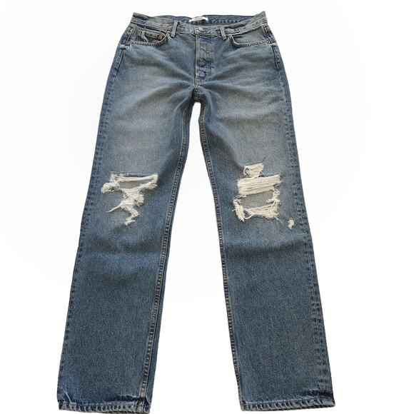 GRLFRND Denim - GRLFRND Helena distressed straight leg high waist jeans in Ready To Go Sz 28 NEW